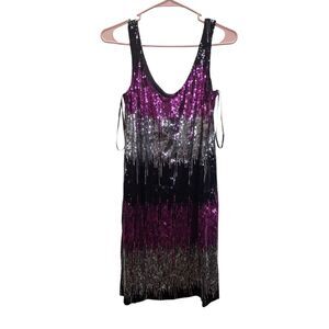 Profile Tri‎ color block Sequin mini dress